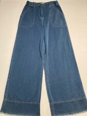 Max Studio London Wide Leg Women's Pants in Blue Size Small